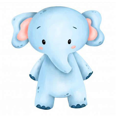 Pequeño Elefante Azul Lindo En Un Fondo Blanco Vector Premium