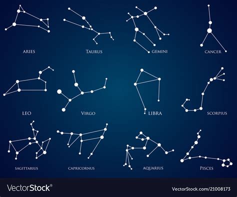 Set Zodiac Constellations Royalty Free Vector Image