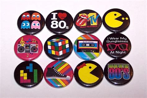 Totally Awesome 80s Party Favor Buttons 12 Pack Etsy