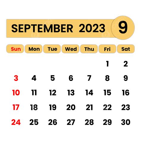 2023 Calendar Monthly Calendar September Calendar September 2023 Png