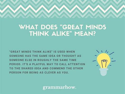 Great Minds Think Alike Meaning And Origin Examples