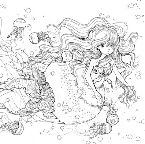 Pop Manga Mermaids And Other Sea Creatures Coloring Book Etsy Denmark