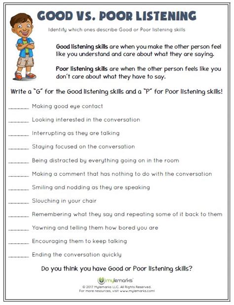 Listening Skills Worksheets