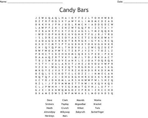 Free Printable Candy Bar Word Search Word Find Kids W