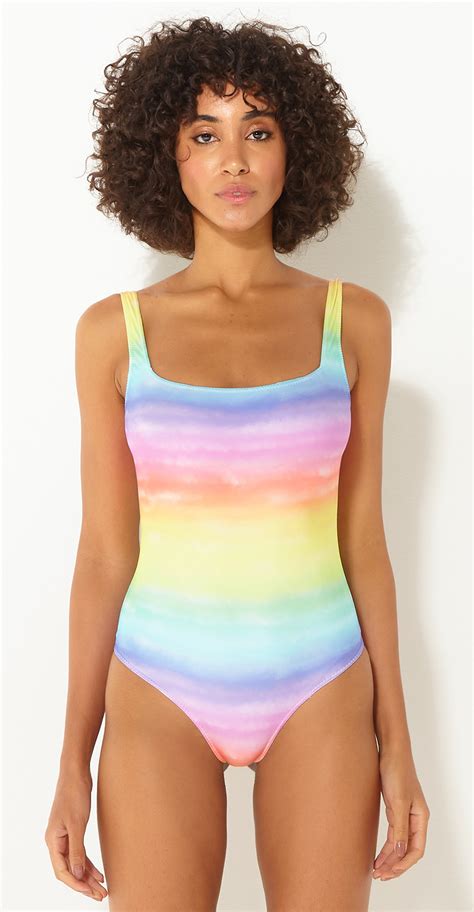 one pieace swimsuit rainbow color hot sex picture