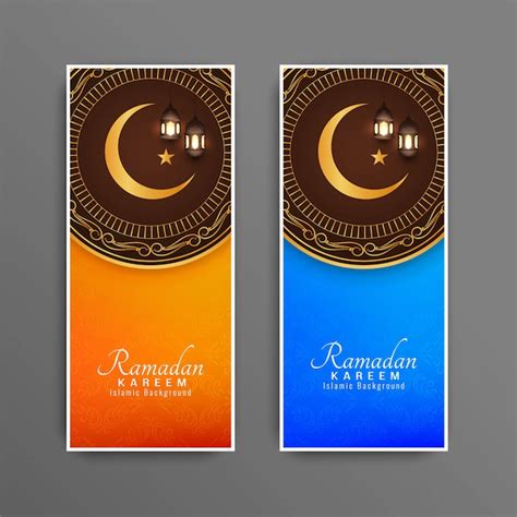 Free Vector Stylish Ramadan Kareem Beautiful Islamic Banners Set