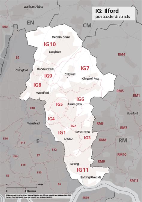 Map Of Ig Postcode Districts Ilford Maproom