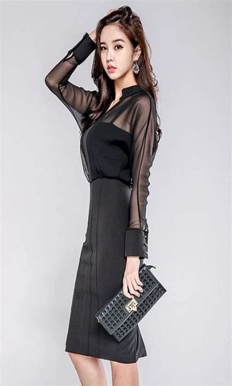 Patchwork V Neck Slim Waist Bodycon Dress In 2021 Long Sleeve Pencil Dress Dresses Elegant