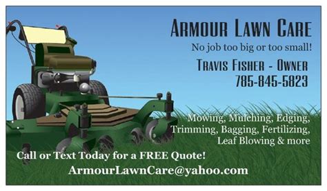 It's a good idea to hire a freelance designer to design your lawn care truck great referrals cost $0, and they'll boost your lawn care business' revenue and reputation. Armour Lawn Care - Landscaping - Berryton, KS - Phone ...
