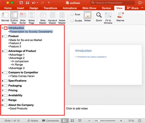Outline View In Powerpoint 2016 For Mac