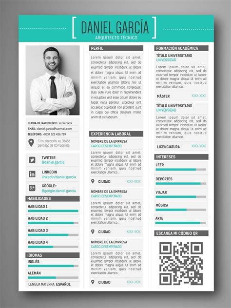 A Professional Resume Template With Blue Accents On The Front And Green