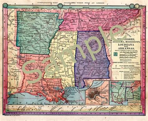 Items Similar To Old Tennessee Map Mississippi Map