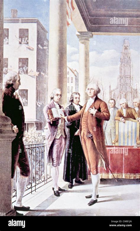 George Washington Taking The Presidential Oath Of Office In New York