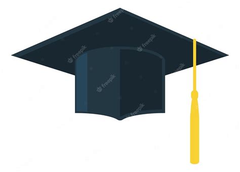 Выпускной колпак черная квадратная шляпа студенческий символ на белом