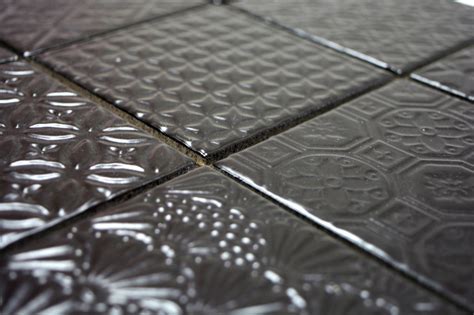 Mosaikfliesen für jeden einsatzbereich zu günstigen preisen. Retro Vintage Mosaik Fliese Keramik schwarz Spirit schwarz ...
