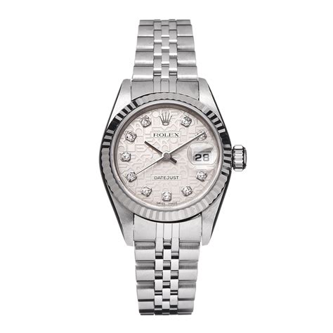 Rolex Stainless Steel K White Gold Diamond Mm Oyster Perpetual