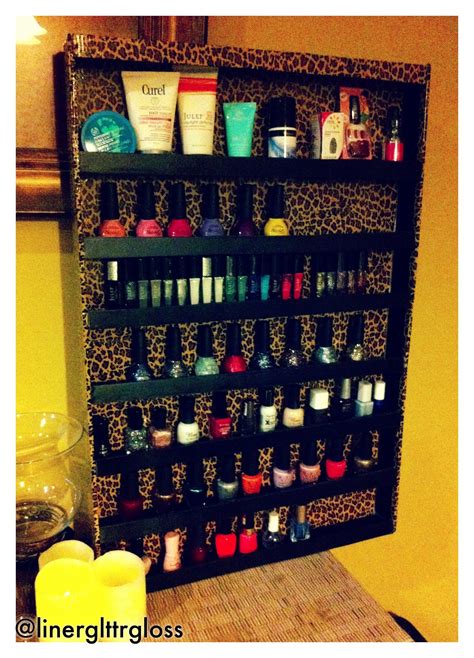 Nail lacquer and polish addicts may often find it difficult to stack their countless shades of nail polish bottles at one place. DIY Nail Polish Rack - Liner and Glitter and Gloss, Oh My ...