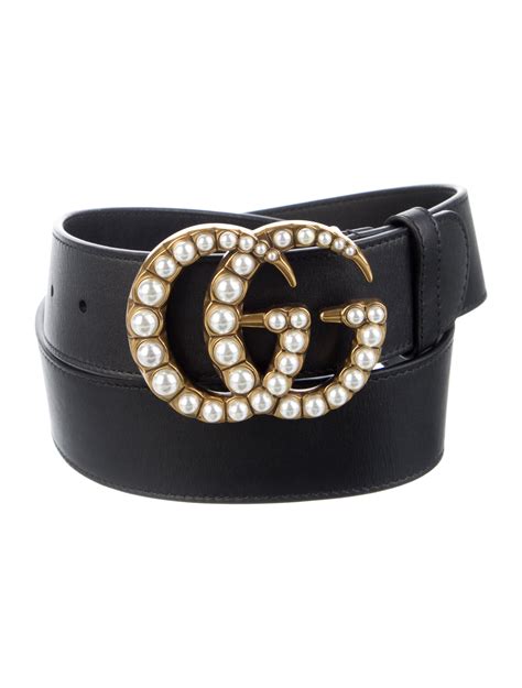 Gucci Leather Beaded Accents Belt Black Belts Accessories