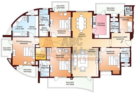 Parsvnath Exotica Floor Plan 4 Bhk Sr 3400 Sq Ft
