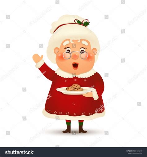 Happy Mrs Claus Cartoon Character Isolated Stock Vector Royalty Free