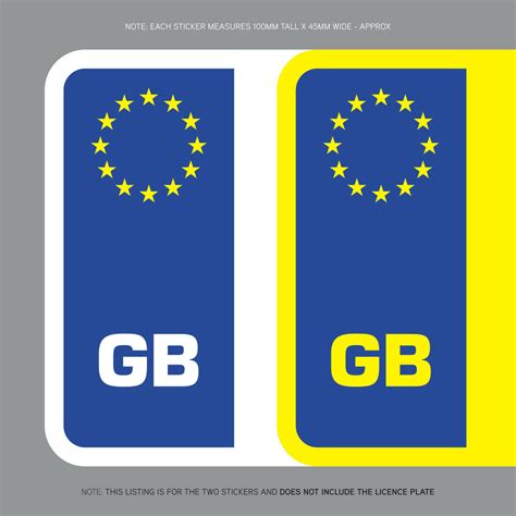 A national flag of england. SKU1104 2 x GB Euro Number Plate Stickers EU European Road ...