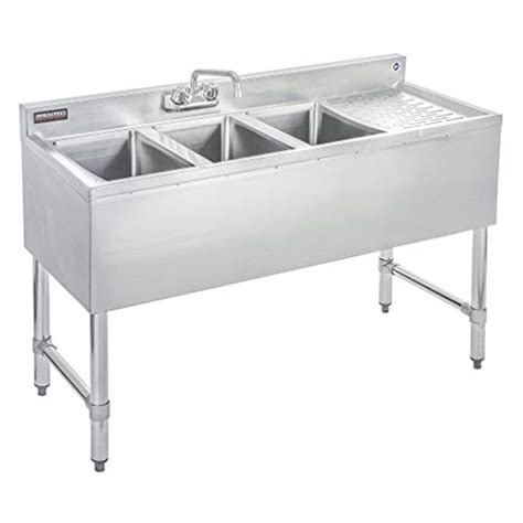 Durasteel 3 Compartment Stainless Steel Bar Sink With 10″ L X 14″ W X