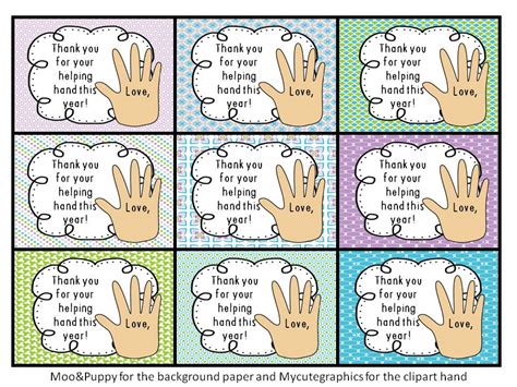 Thank You For Your Helping Hands Free Printable Free Printable Templates