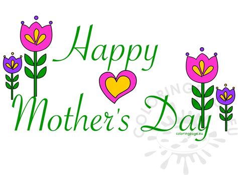 Mothers Day Happy Motherday Card Clipart Coloring Page Clipartix