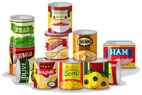 Different Types Of Canned Food 366324 Vector Art At Vecteezy