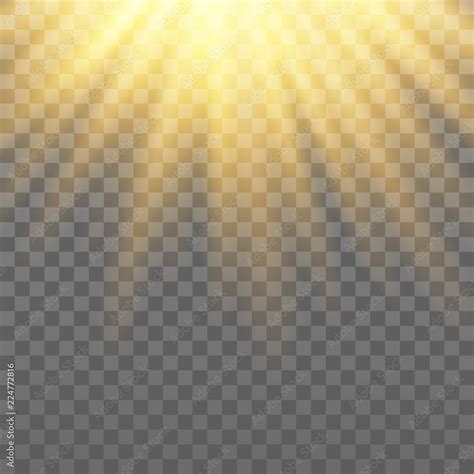 Vector Golden Rays Light Effect On The Transparent Background Stock