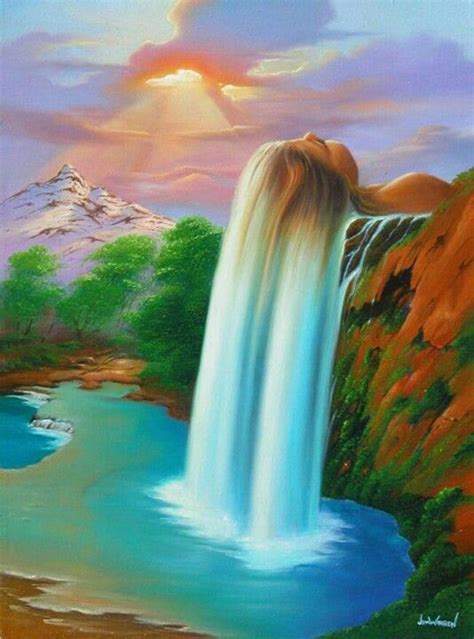 Mother Nature Waterfall Fantasy Art Pinterest