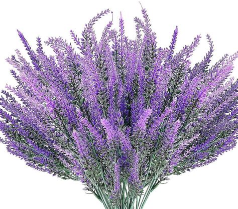 8 bundles artificial lavender flowers outdoor uv resistant fake porch decorating purple てなグッズや