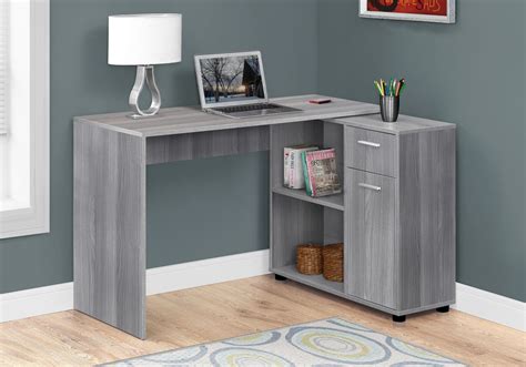 Monarch Specialties Inc Grey 46 Computer Desk With A Storage Cabinet