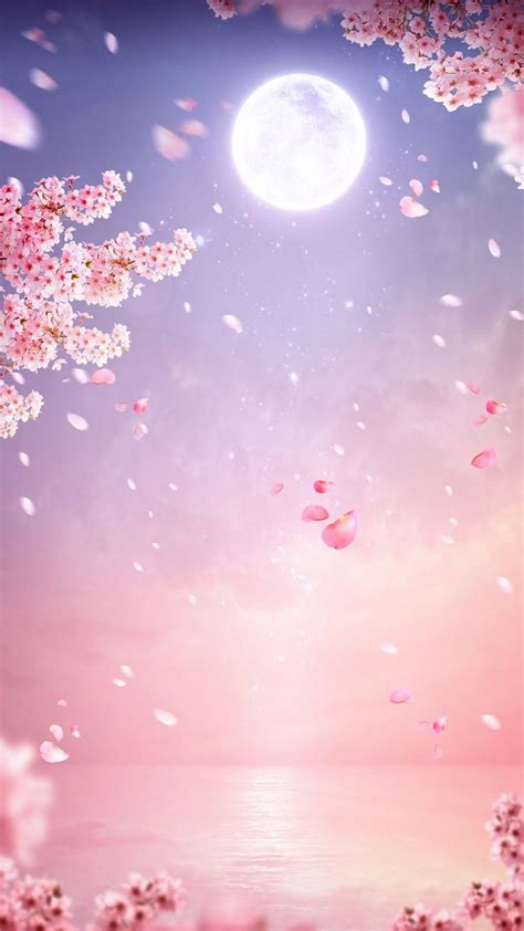 Mond Rosa Blüten Aesthetic Flowers Anime In 2020 Romantic Wallpaper