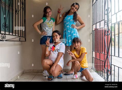 Portrait Of Happy Cuban Girls Holguin Cuba Stock Photo Alamy