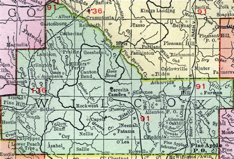 Wilcox County Alabama Map 1911 Camden Catherine Pine Hill Pine