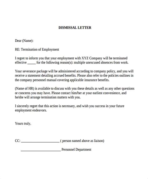 Free 11 Sample Dismissal Letter Templates In Pdf Ms Word Pages