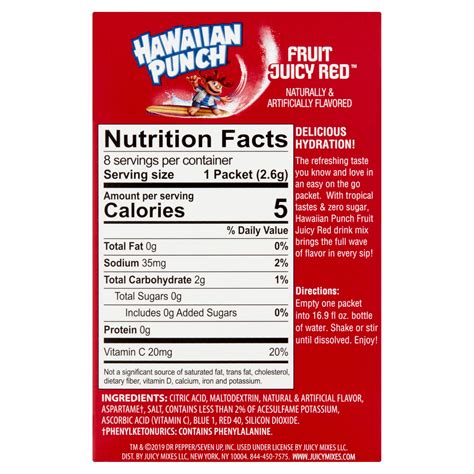 Buy Hawaiian Punch Fruit Juicy Red On The Go Drink Mix Packets 0 09 Oz 8 Count Online At