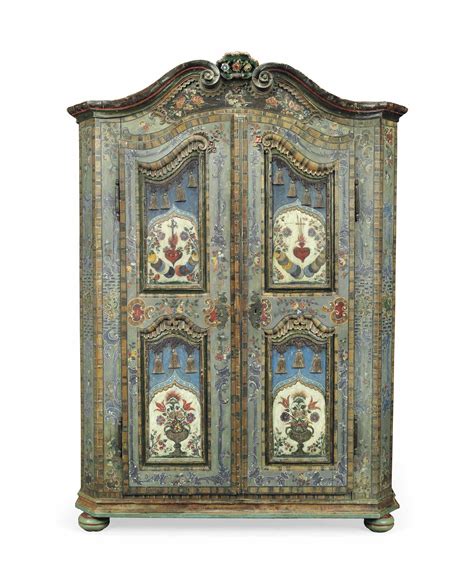 A Swiss Polychrome Painted Armoire 18th Century Probably Appenzell