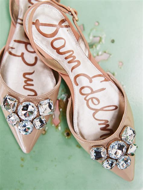 Nude Pointed Shoes With Rhinestone Tops