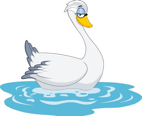 Premium Vector Cute Swan Bird Cartoon Character