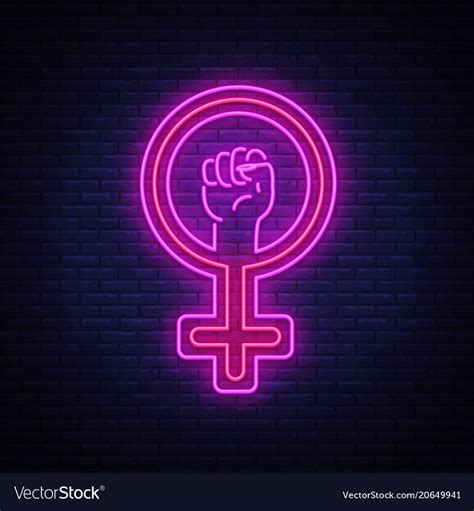 Female Gender Symbol Neon Sign Feminism Royalty Free Vector Free