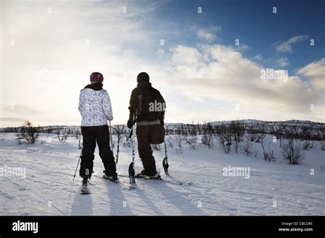One Legged Skier With Girlfriend Stock Photo Alamy
