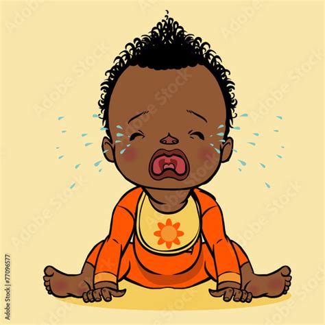 Crying Black Baby Vector Illustration 스톡 이미지 로열티프리 벡터 파일 Fotolia
