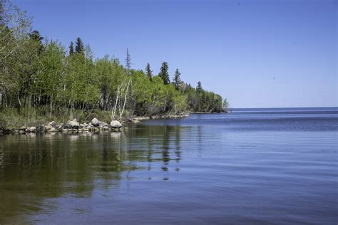 Scenery Of The Lake Winnipeg Shoreline With Trees At Hecla Provincial