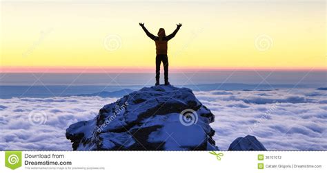 Succes On Top Of The Mountain Stock Photo Image Of Creativity