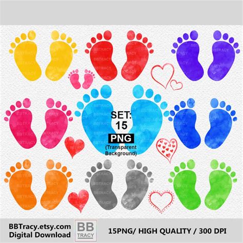 Watercolor Baby Feet Clipart Baby Feets Clip Art Nursery Etsy