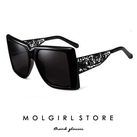 retro carved sunglasses large frame women fashion square personality ultra black glasses hollow