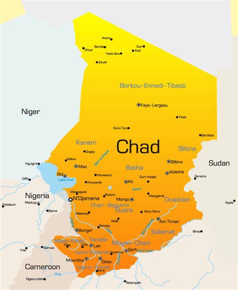 Chad Map Showing Attractions And Accommodation
