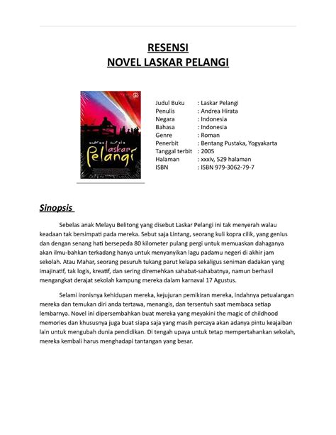 12975301 Resensi Novel Laskar Pelangi - kesehatan lingkungsng